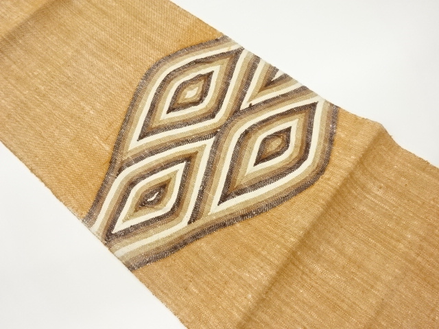 JAPANESE KIMONO / NAGOYA OBI / SILK / HAND WOVEN / MAWATA TSUMUGI / ABSTRACT RHOMBUS